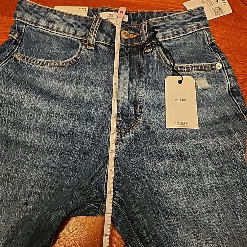 Size 24 Forever 21 Flare Embroidered Jean - Picture 7 of 9